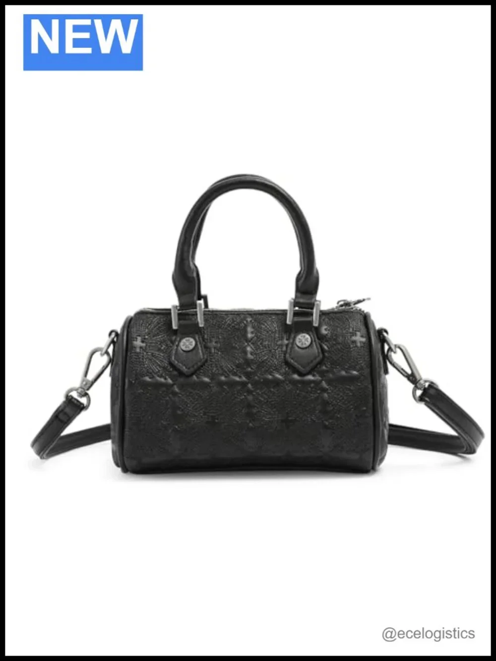 Von Dutch Faux Leather Bowler Shoulder Bag with Adjustable Strap